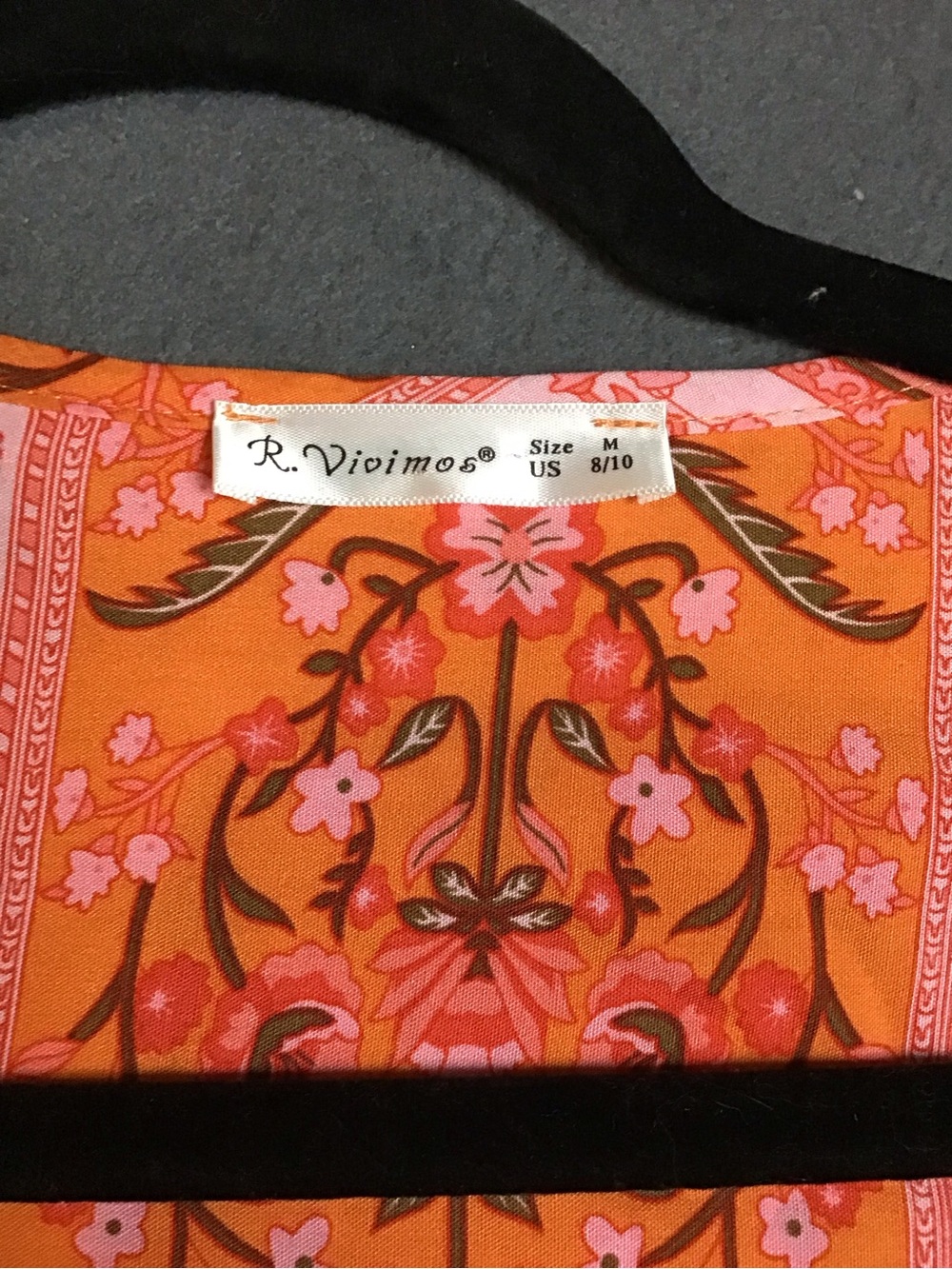 R vivimos dress Bohemian Orange Floral Maxi Dress with V-Neck size 8/10 - Picture 6 of 7